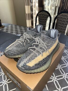 Yeezy Boost 350 V2 Gray with Yellow Stripe Accent